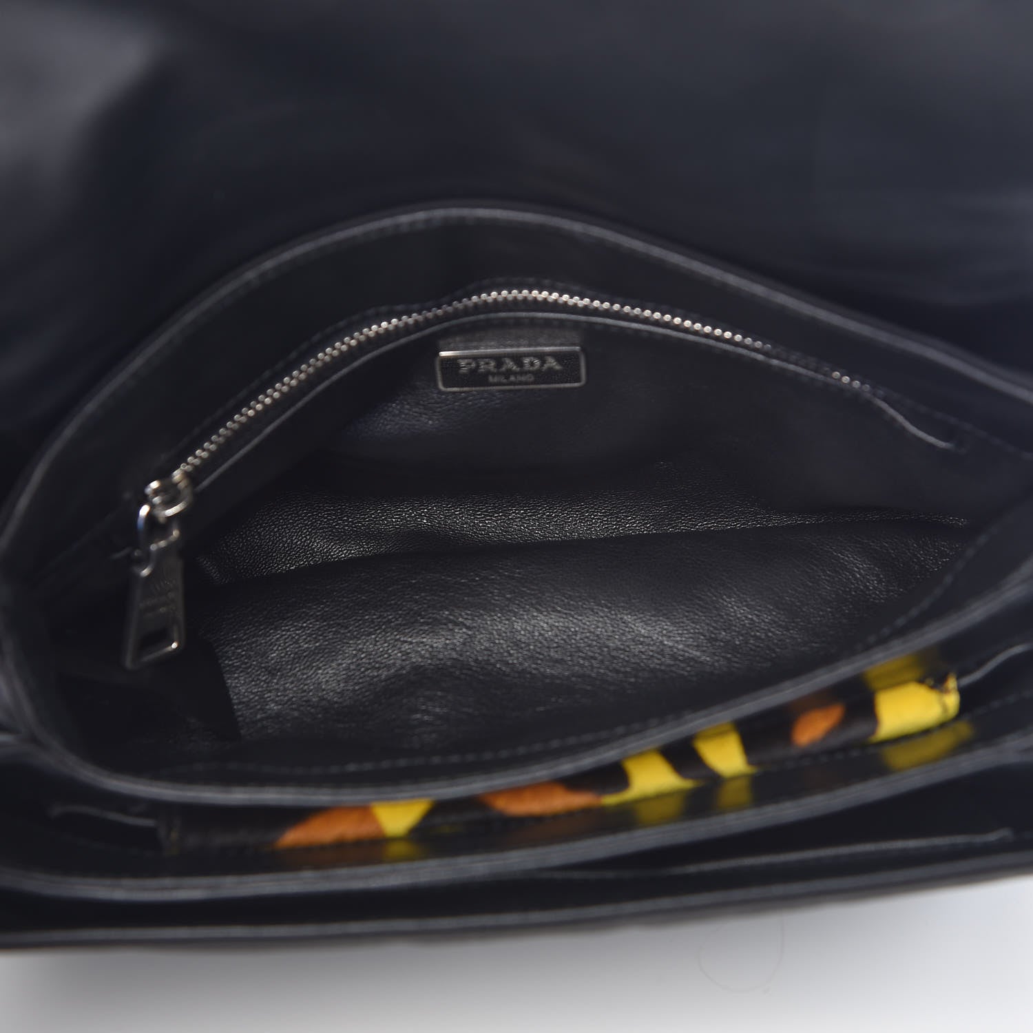 Prada Nylon Calf Hair Leopard Print Crossbody Bag Black Sole 5 of 7