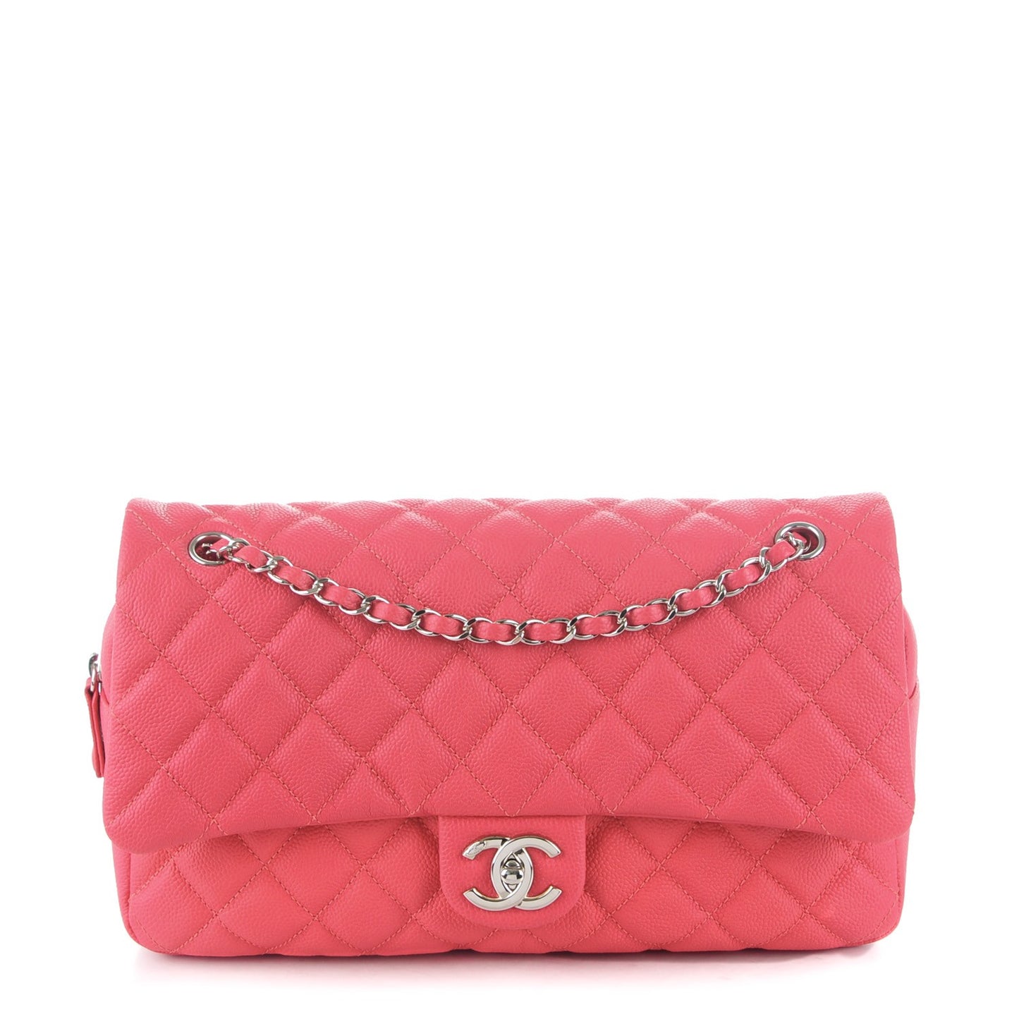 Caviar Quilted Jumbo Easy Flap Coral