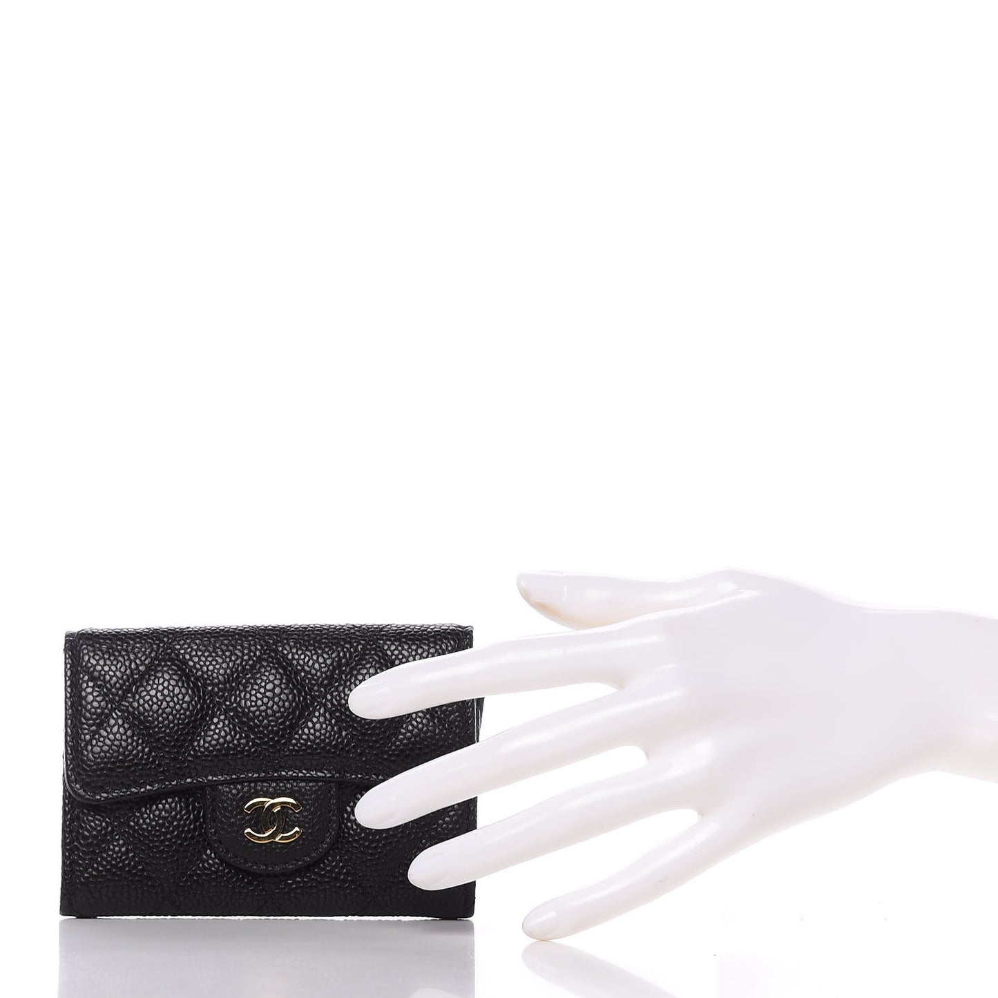 Caviar Quilted Flap Card Holder Black