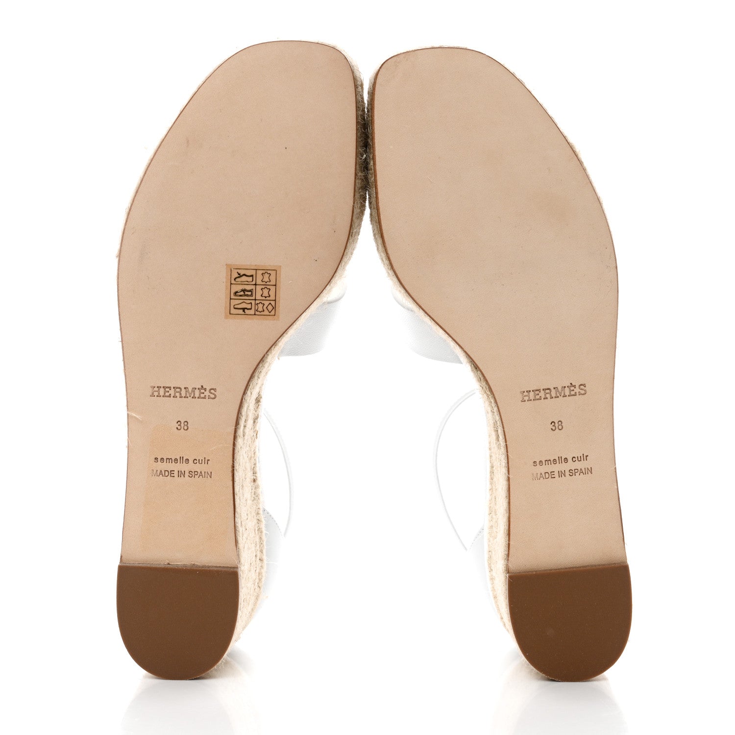Hermes Goatskin Elda Espadrille Wedge Sandals 38 White 5 of 9