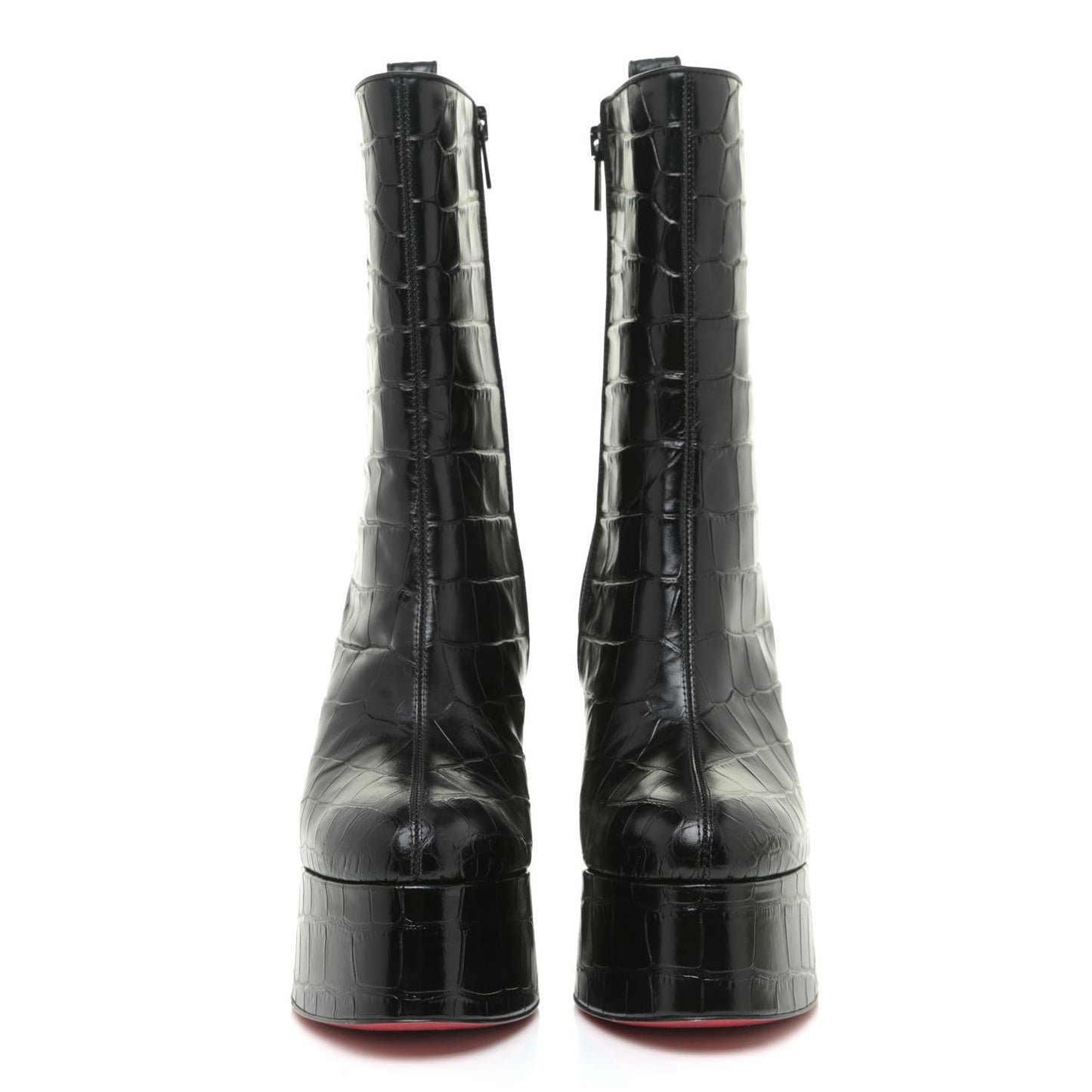 Calfskin Crocodile Embossed Izamayeah 130 Platform Boots 37 Black
