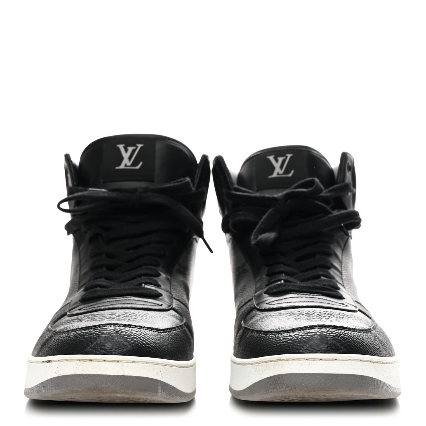Calfskin Monogram Eclipse Mens Rivoli High Top Sneakers 10 Black Grey