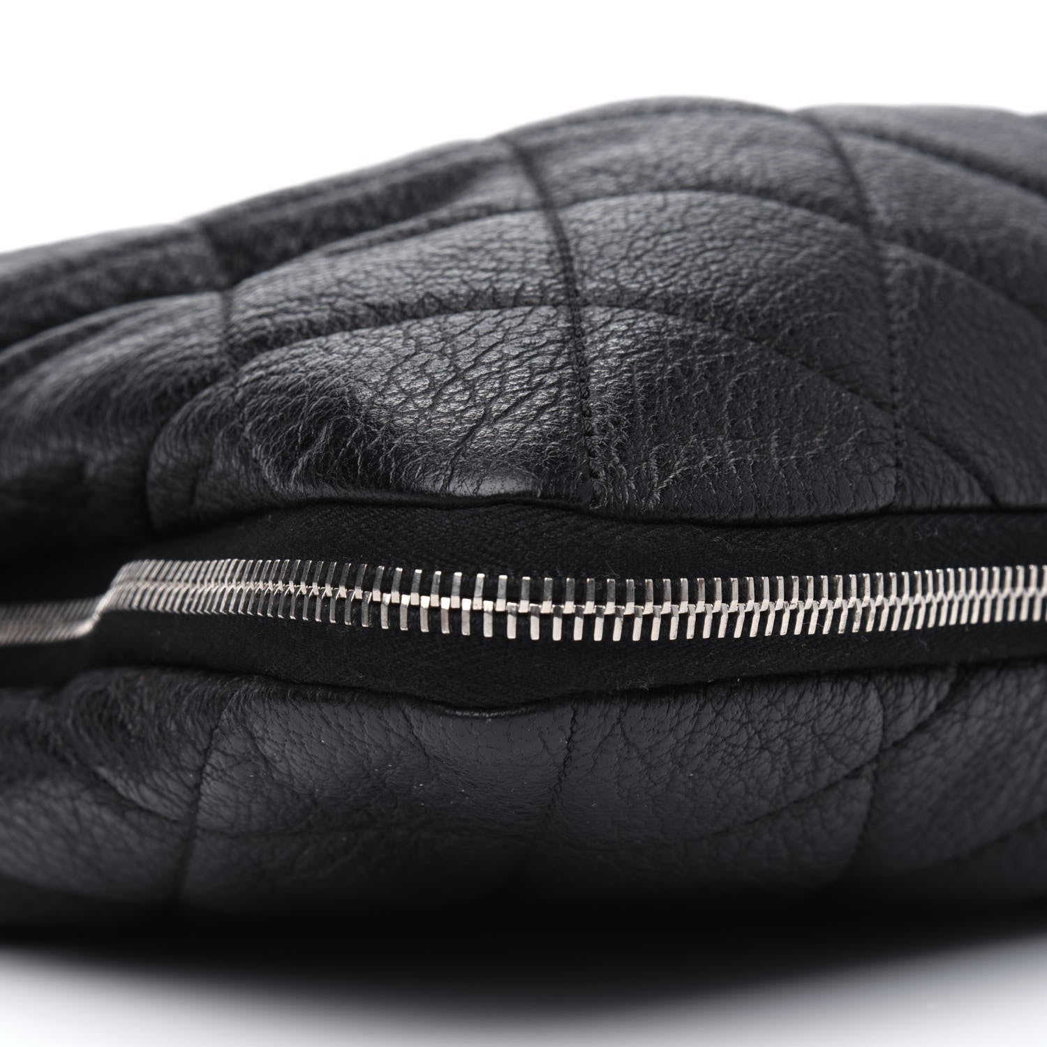Chanel Calfskin Quilted Expandable Zip Shoulder Bag Black 13 of 17