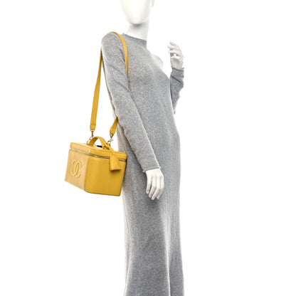 Chanel Caviar CC Vanity Train Case Yellow 2 of 11