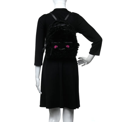 Fendi Shearling Hypnoteyes Mini Backpack Black 2 of 9