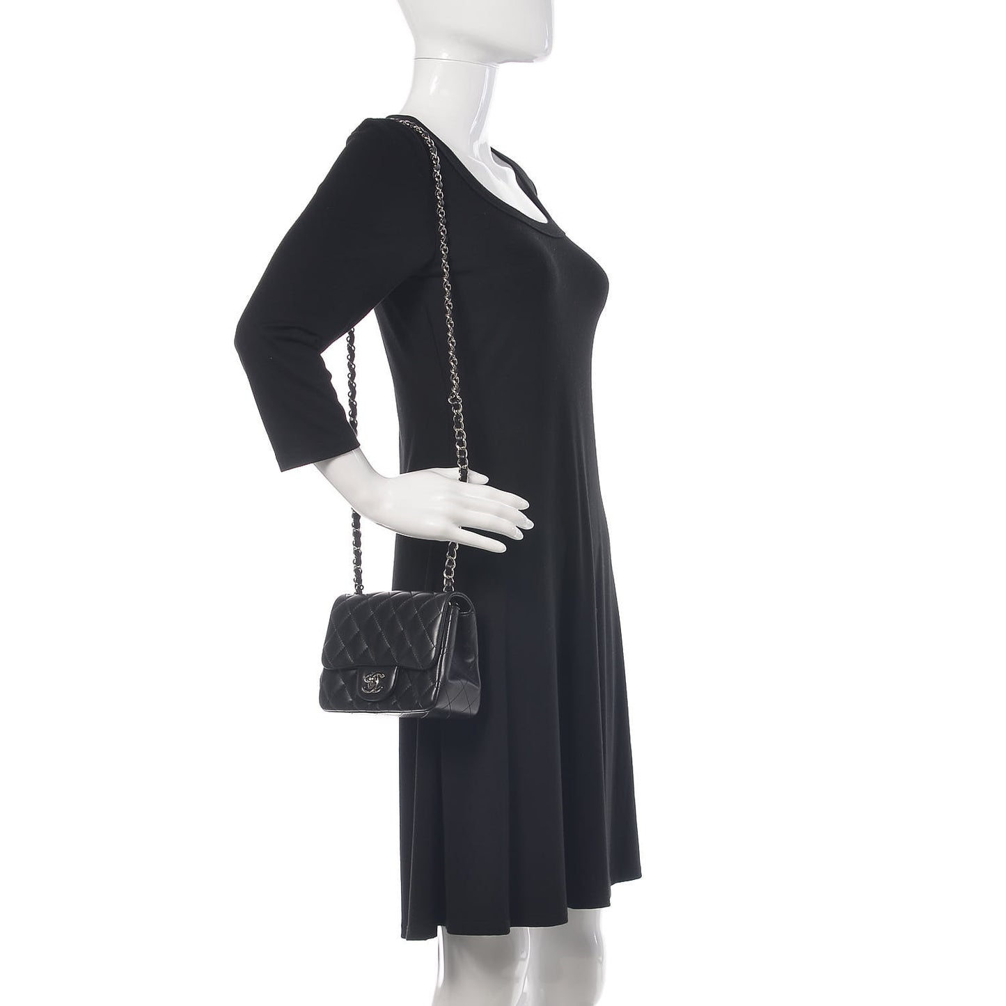Lambskin Quilted Mini Square Flap Black