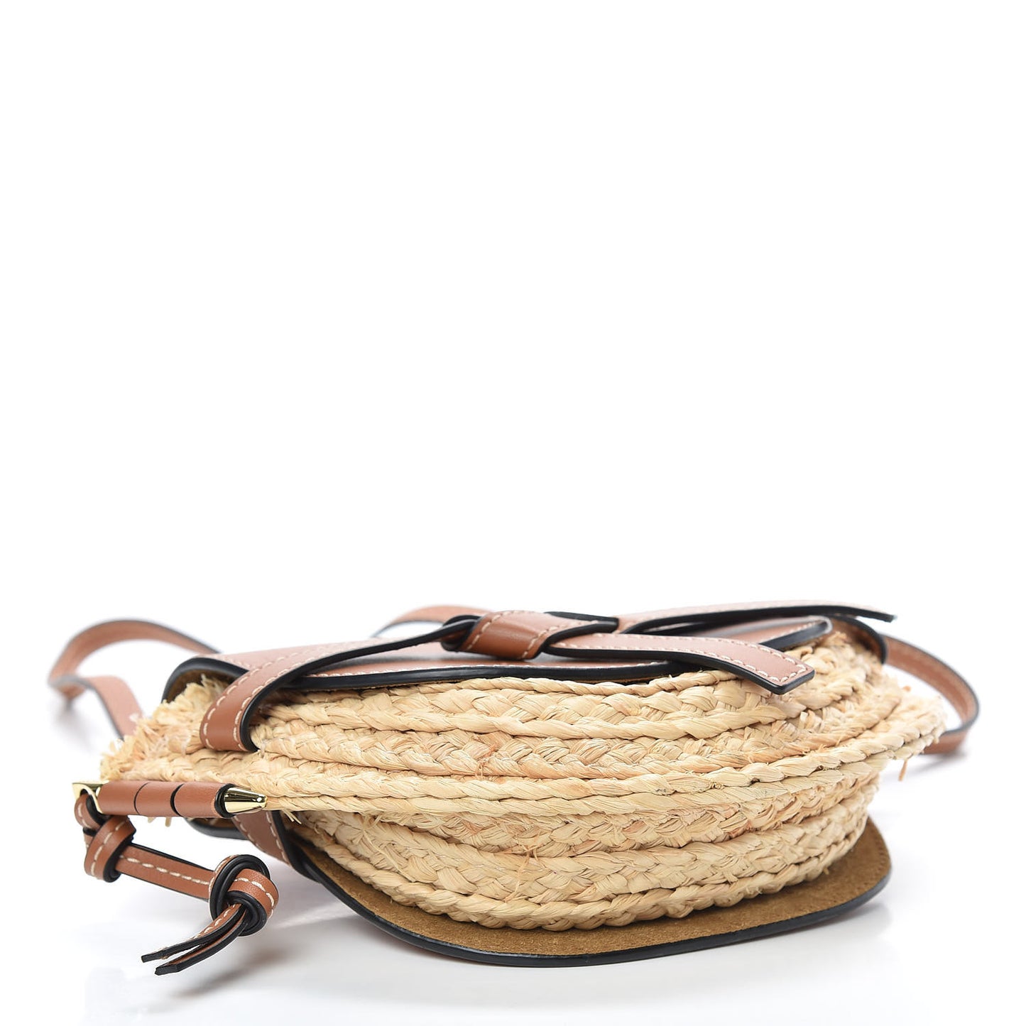 Calfskin Raffia Mini Gate Crossbody Bag Natural Tan
