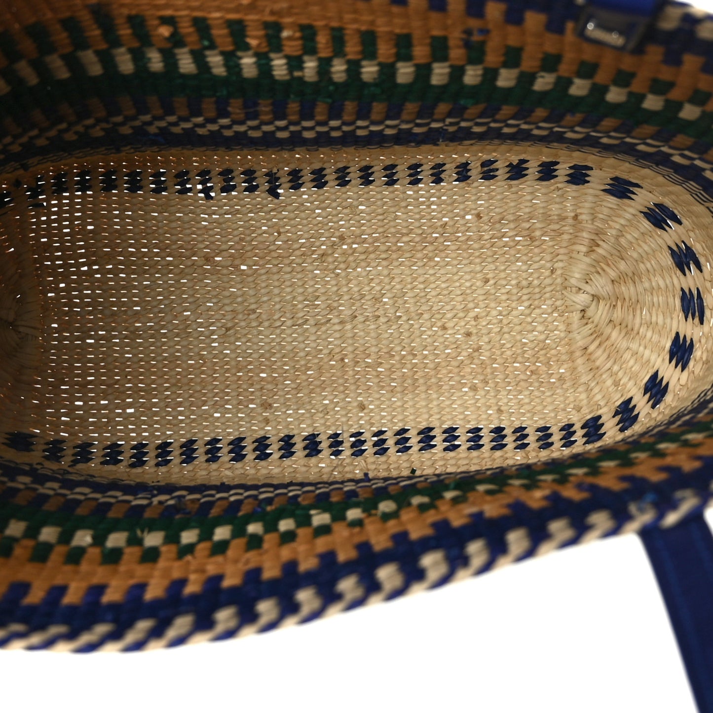 Raffia Small Square Basket Tote Bag Blue Multicolor
