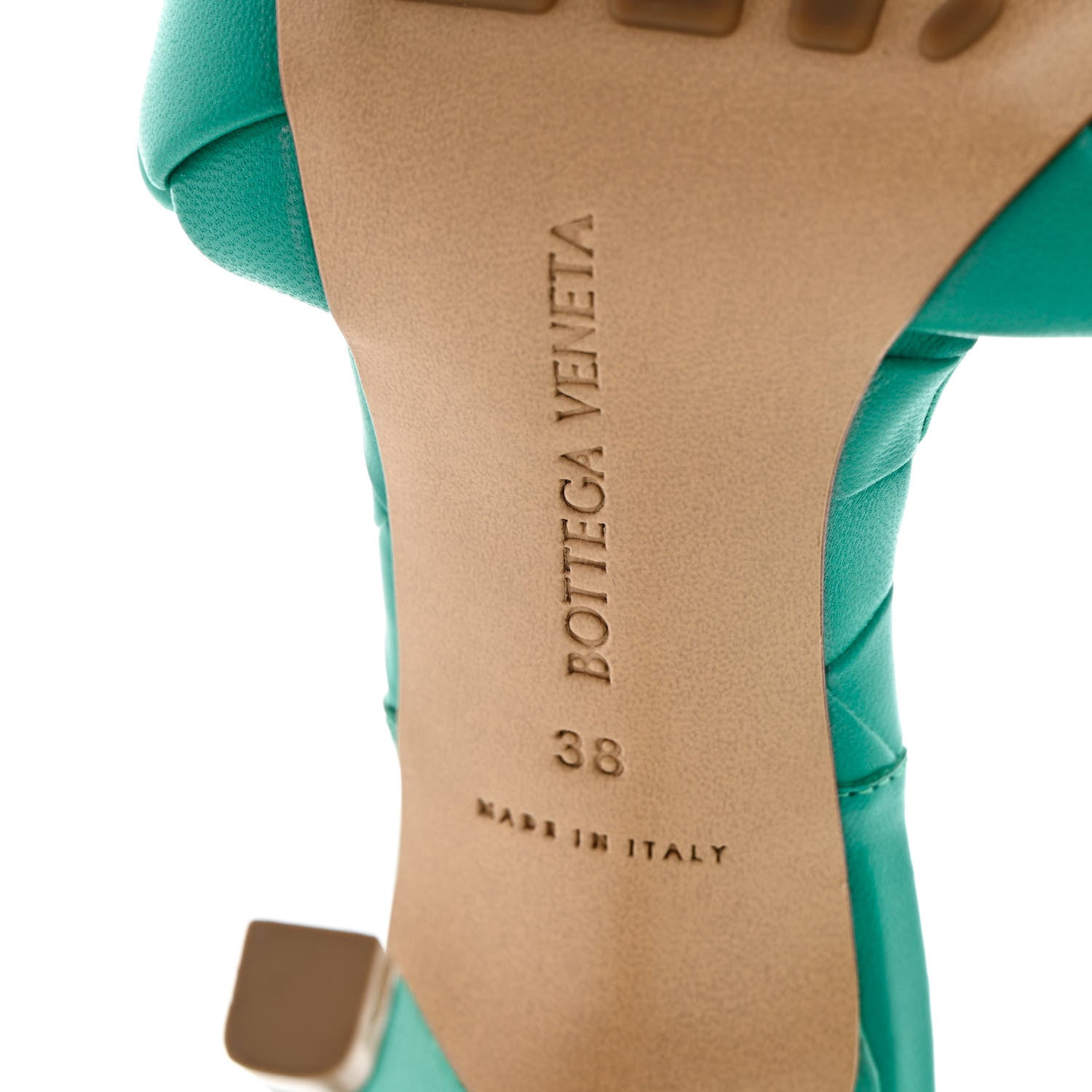 Bottega Veneta Nappa Maxi Intrecciato Lido 90mm Mule Sandals 38 Acid Turquoise 7 of 9