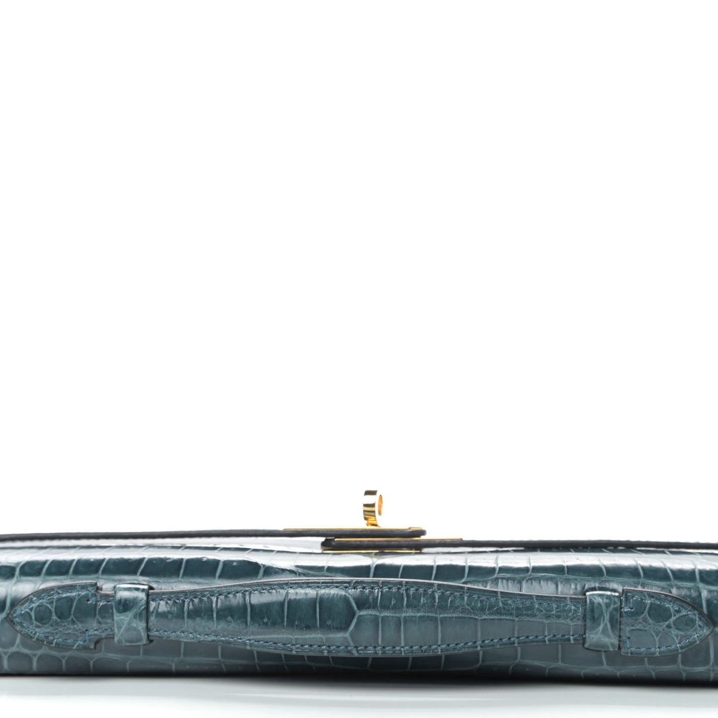 Shiny Porosus Crocodile Kelly Cut Pochette Colvert