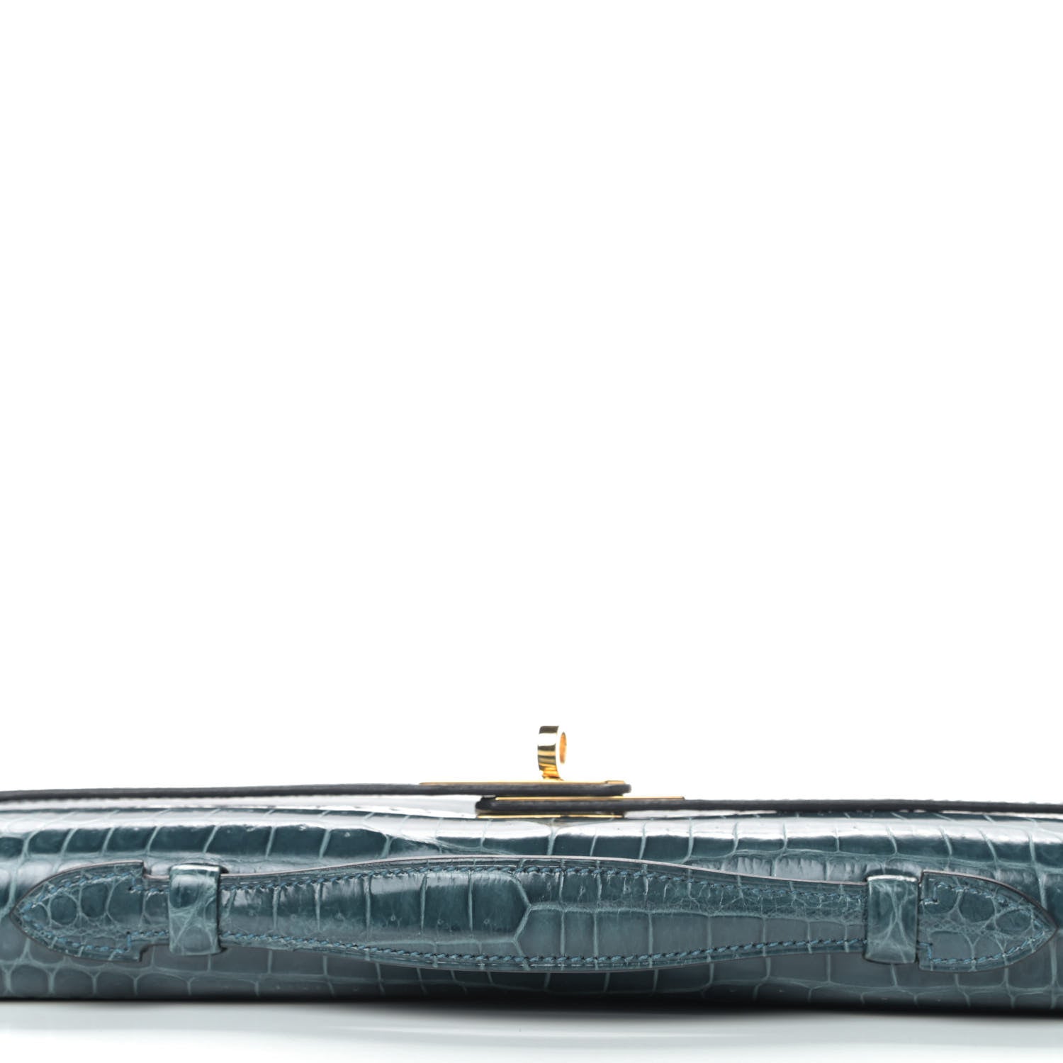 Hermes Shiny Porosus Crocodile Kelly Cut Pochette Colvert 6 of 23