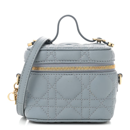 Christian Dior Lambskin Cannage Micro Lady Dior Vanity Case Cloud Blue 1 of 10