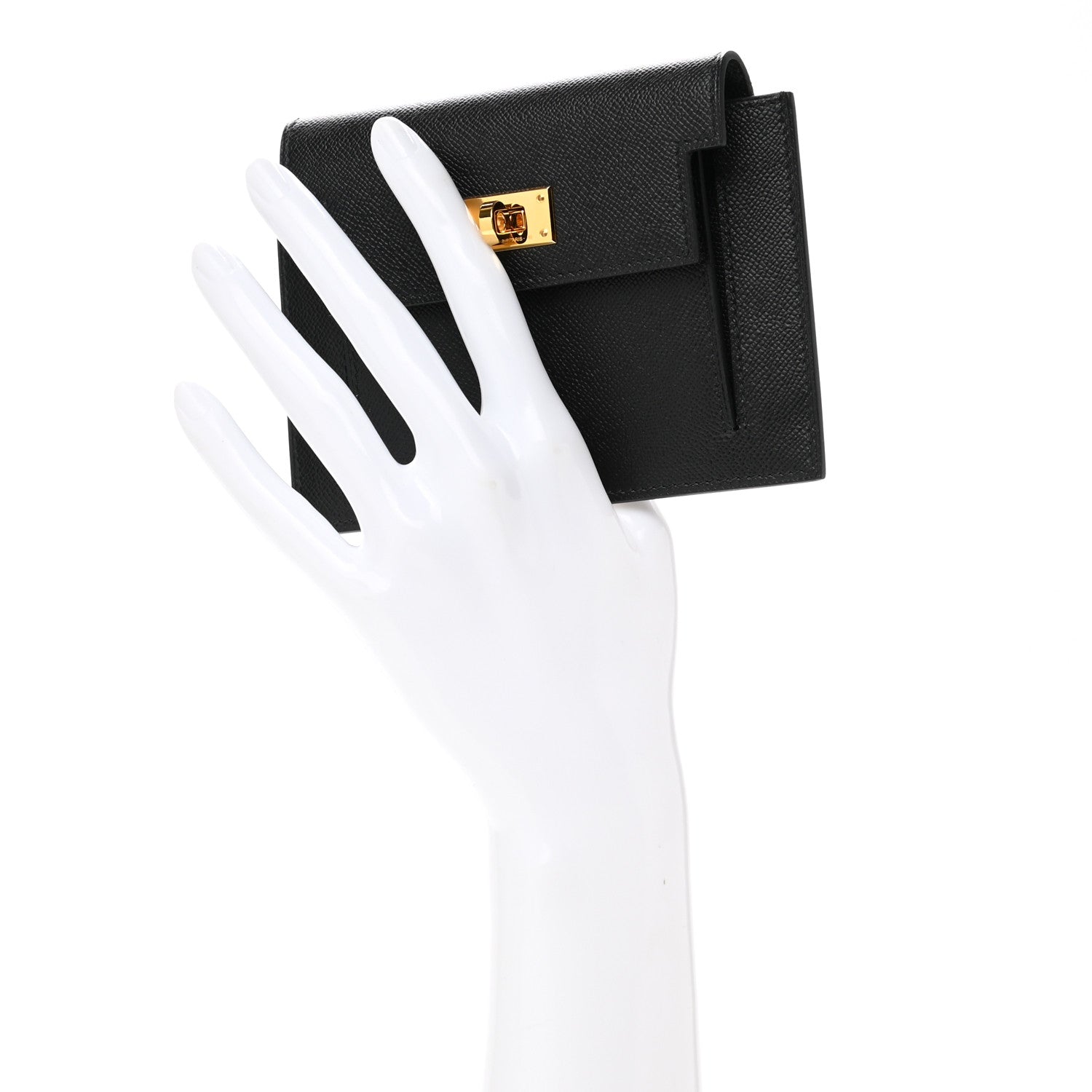 Hermes Madame Calfskin Kelly Pocket Compact Wallet Black 2 of 8