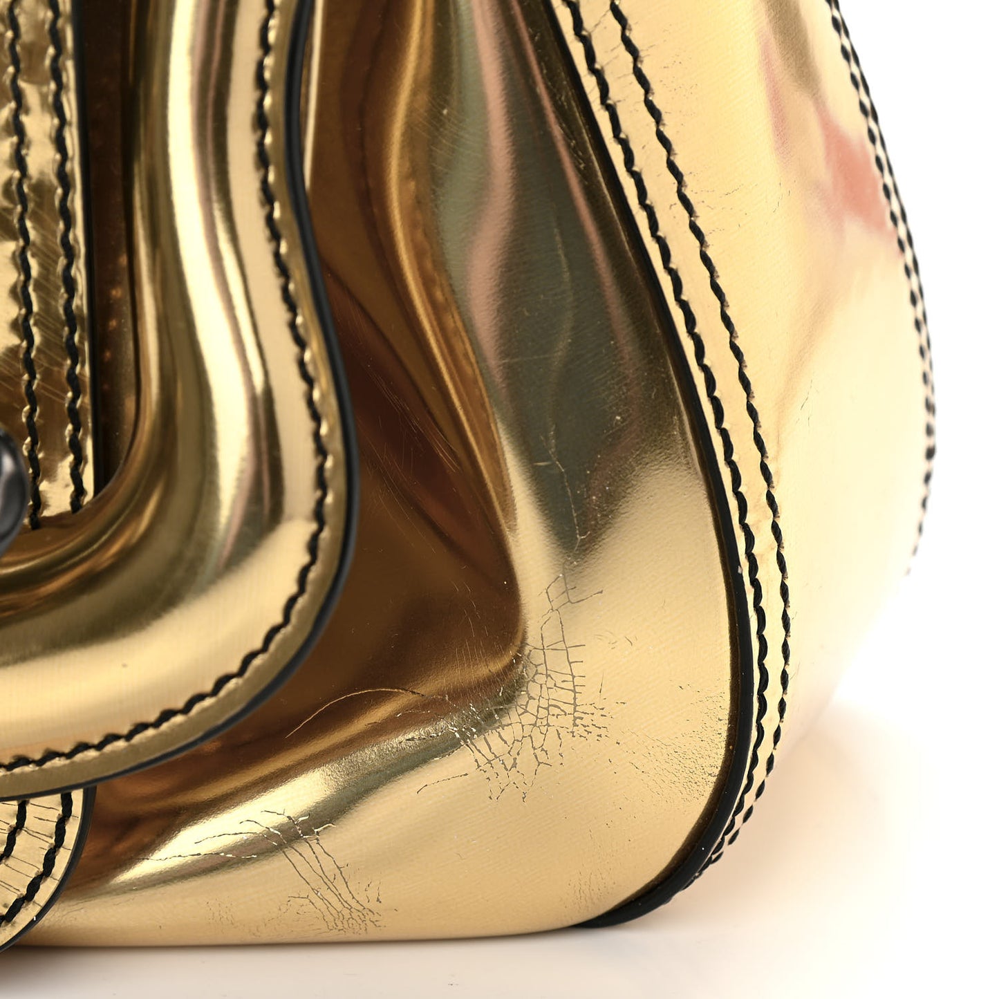 Patent Calfskin B Bag Gold