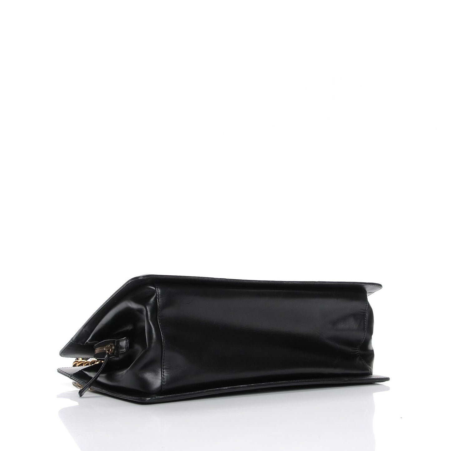 Glazed Calfskin Boy Tote Black