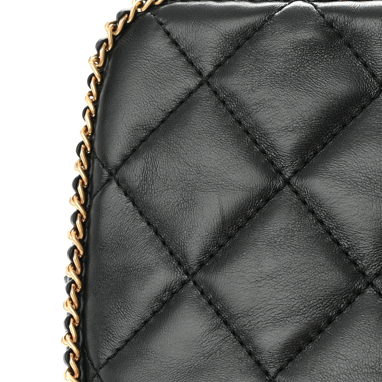 Lambskin Quilted Chain CC Mini Camera Case Black