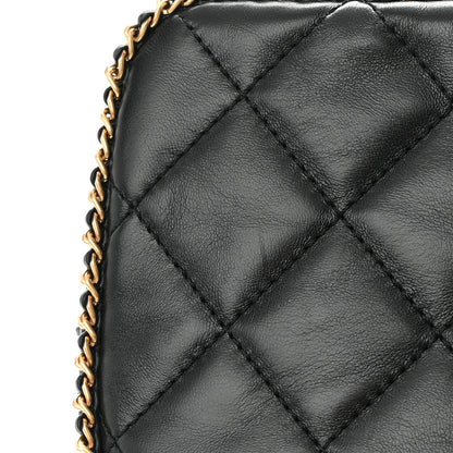 Chanel Lambskin Quilted Chain CC Mini Camera Case Black 15 of 15