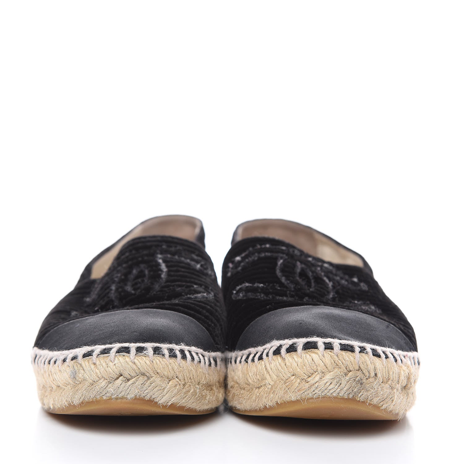 Chanel Velvet Grosgrain CC Espadrilles 42 Black 2 of 14