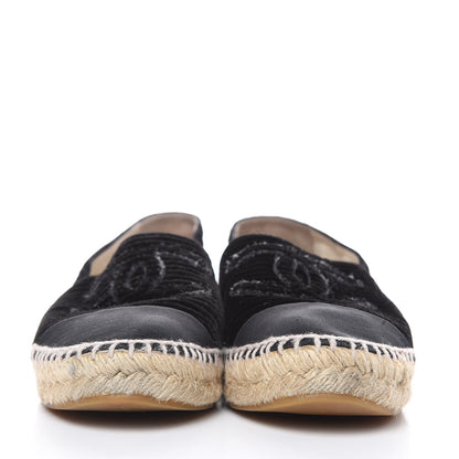 Chanel Velvet Grosgrain CC Espadrilles 42 Black 2 of 14