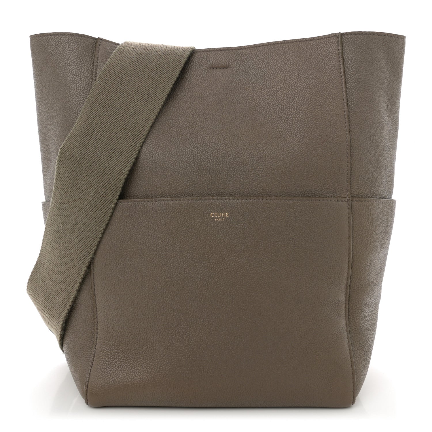 Celine Soft Grained Calfskin Sangle Bucket Bag Taupe 1 of 11