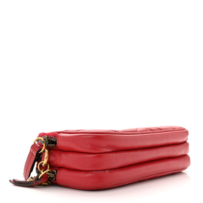 Gucci Calfskin Matelasse Mini GG Marmont Chain Crossbody Bag Hibiscus Red 4 of 12