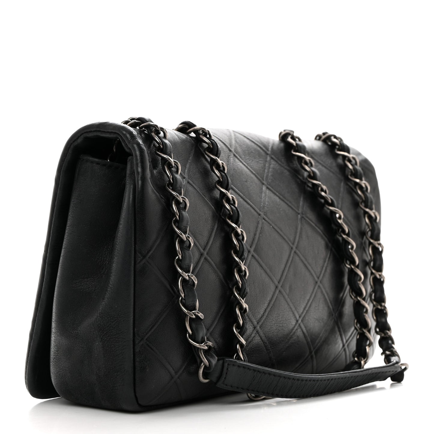 Calfskin Diamond Embossed New Chic Flap Black