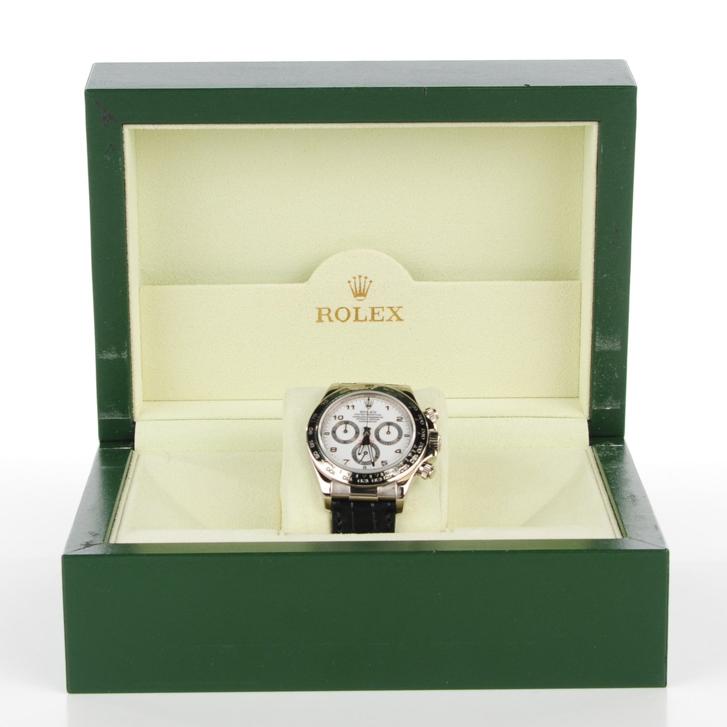 18K White Gold Alligator 40mm Oyster Perpetual Daytona Cosmograph Watch White 116519