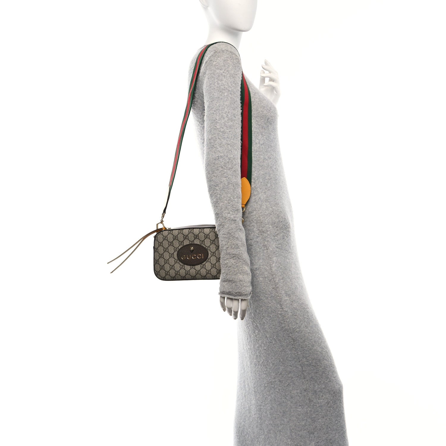 Gucci GG Supreme Monogram Web Neo Vintage Shoulder Bag Beige New Acero Crop 2 of 11