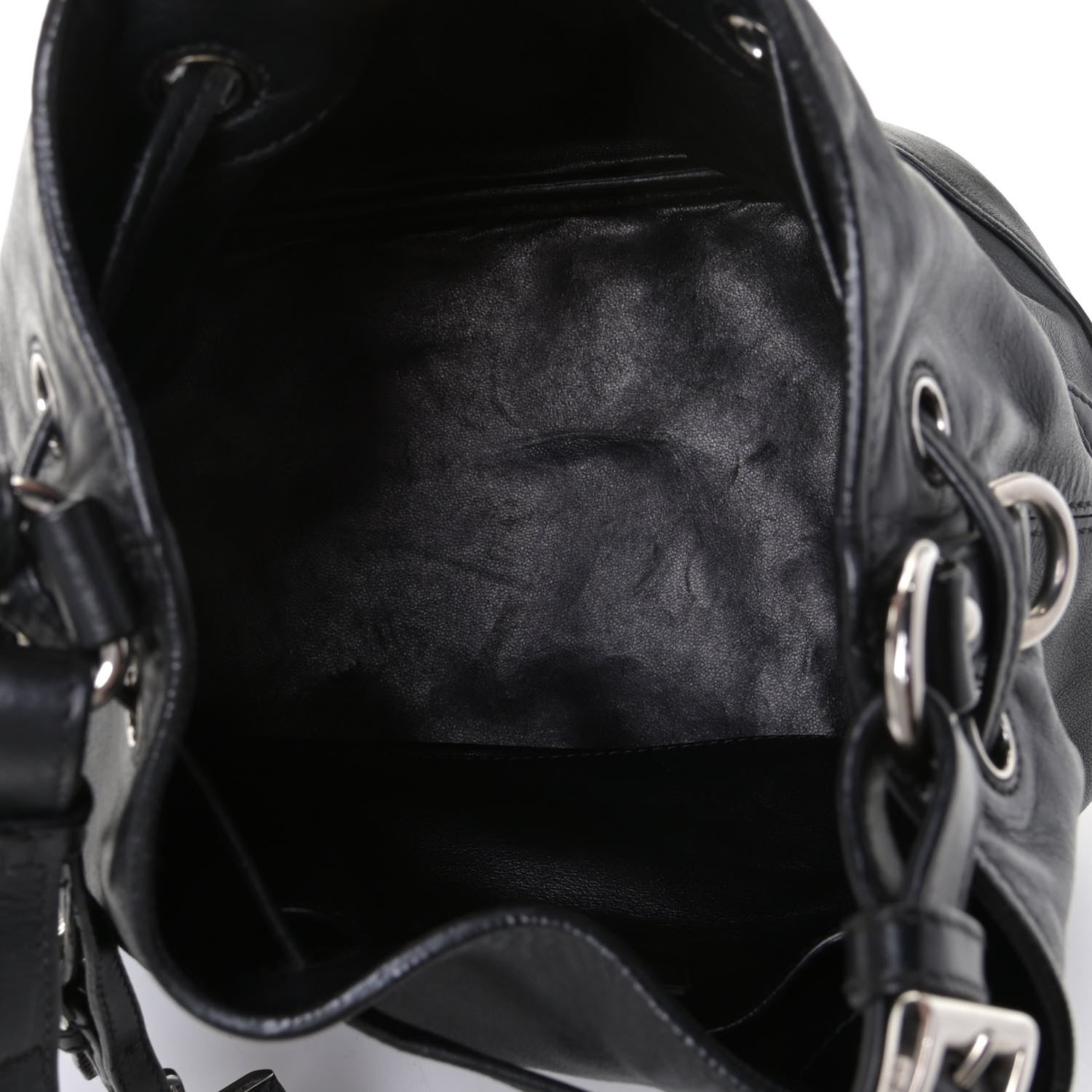 Prada Soft Calf Bucket Bag Black 4 of 6