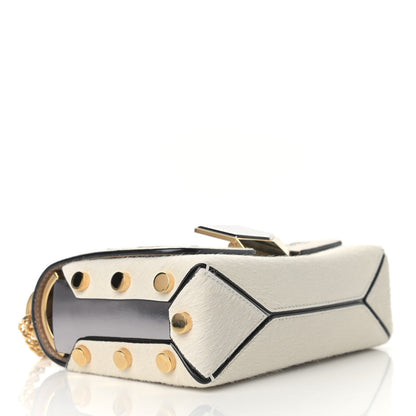 Jimmy Choo Calf Hair Mirror Embellished Lockett Petite Shoulder Bag White 4 of 10