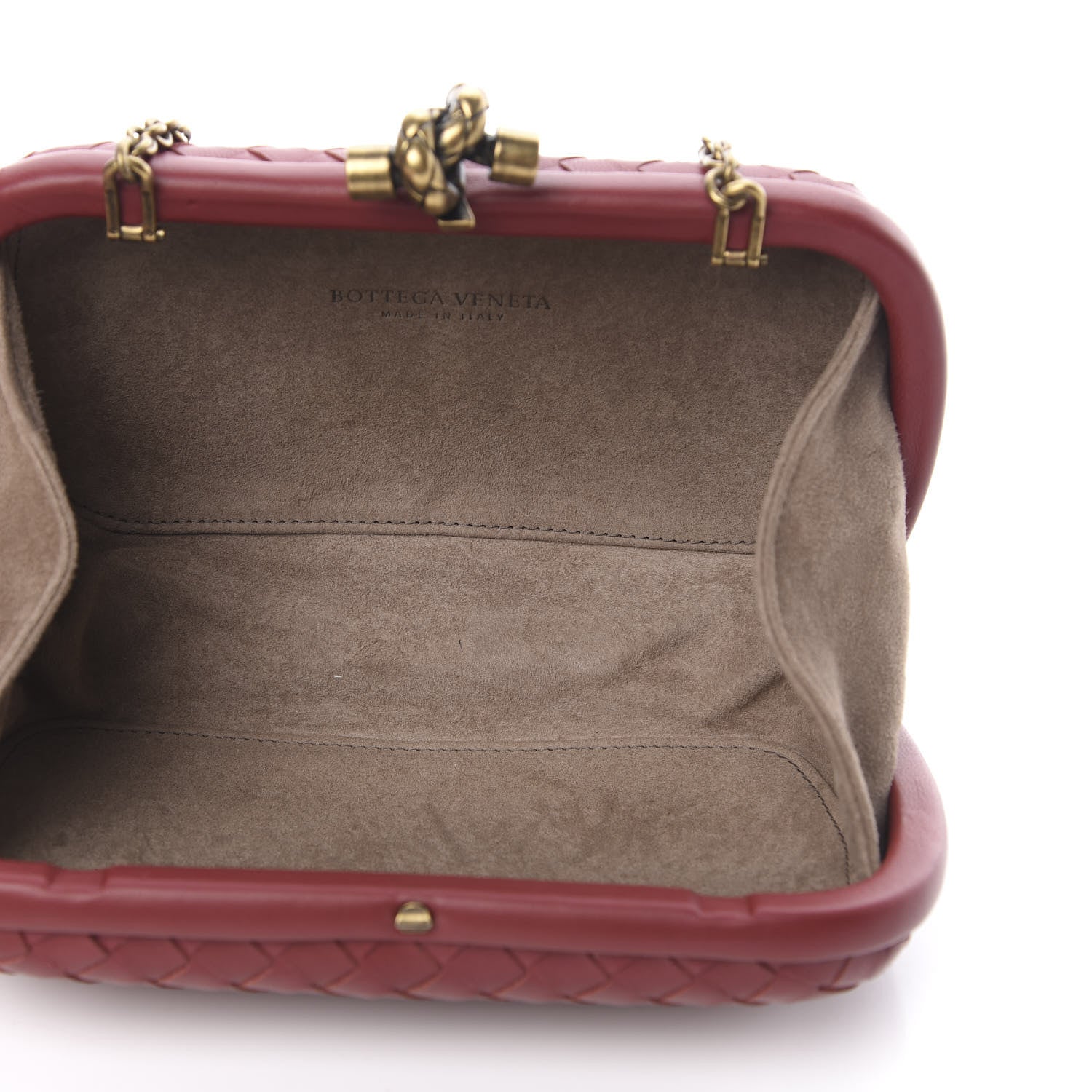 Bottega Veneta Nappa Intrecciato Chain Knot Clutch Bordeaux 5 of 11