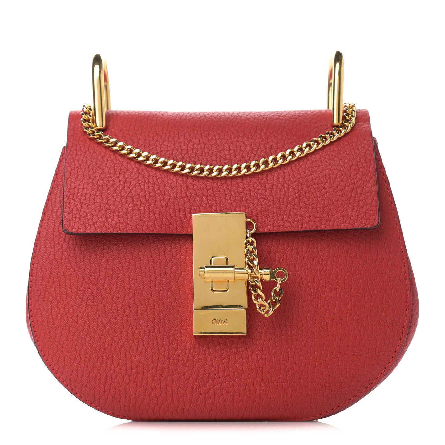 Grained Lambskin Drew Shoulder Bag Plaid Red