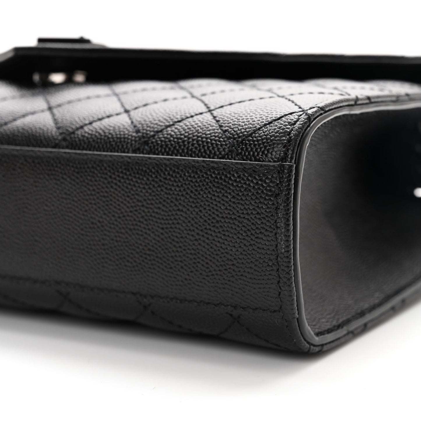 Grain De Poudre Textured Mixed Matelasse Triquilt Medium Monogram Monochrome Satchel Black