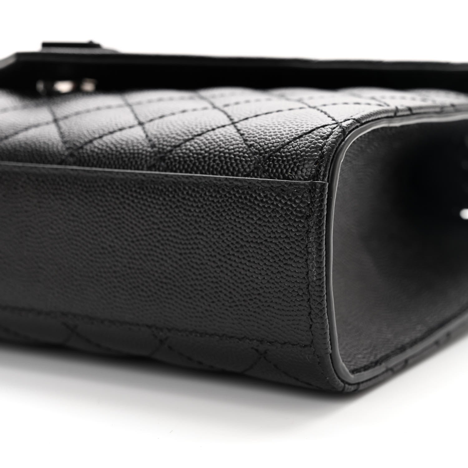 Saint Laurent Grain De Poudre Textured Mixed Matelasse Triquilt Medium Monogram Monochrome Satchel Black 10 of 10