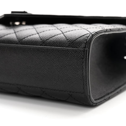 Saint Laurent Grain De Poudre Textured Mixed Matelasse Triquilt Medium Monogram Monochrome Satchel Black 10 of 10