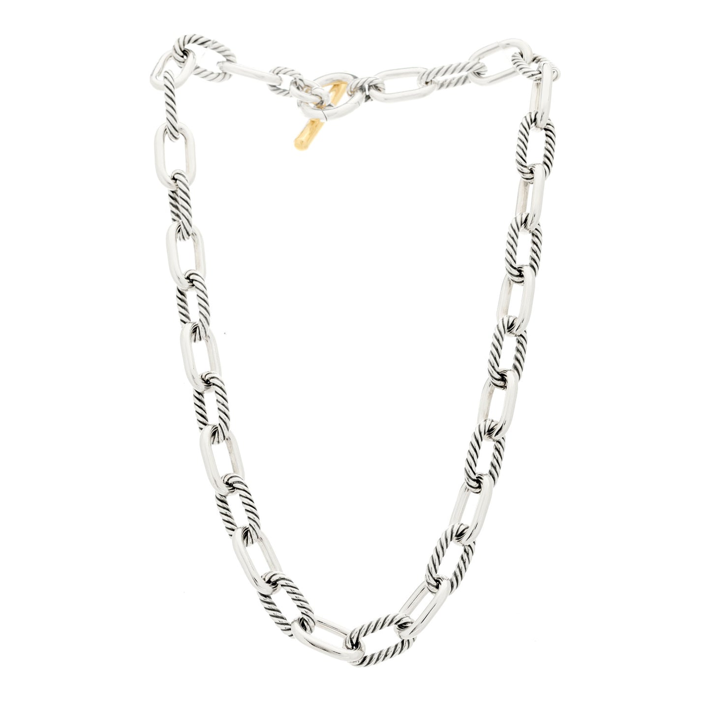 Sterling Silver 18K Yellow Gold 11mm Madison Chain Toggle Necklace