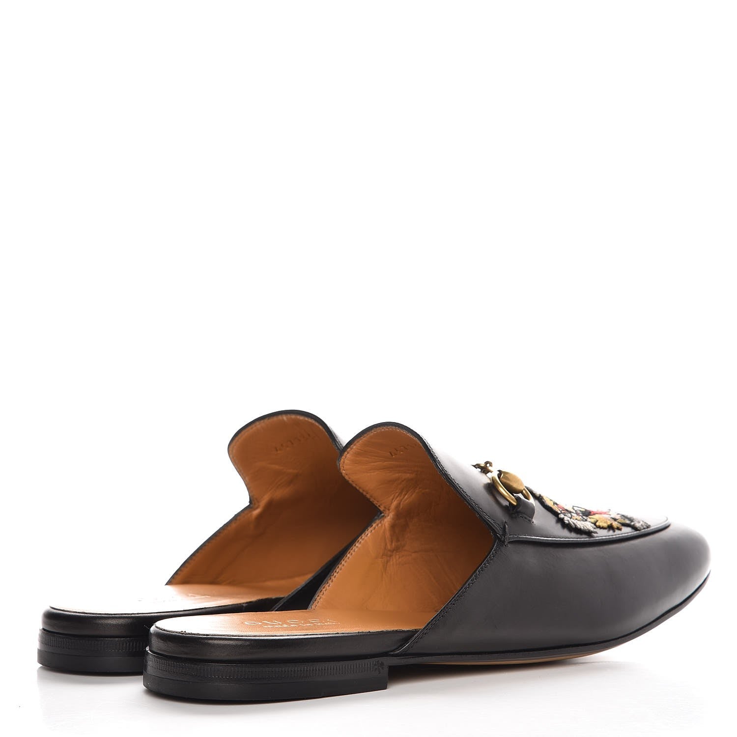 Gucci Calfskin Tiger Embroidered Mens Princetown Slippers 9 Black 4 of 10