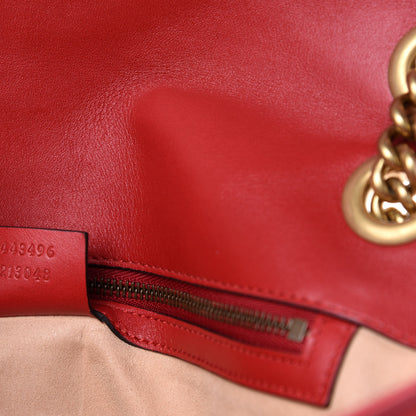 Gucci Calfskin Matelasse Medium GG Marmont Shoulder Bag Hibiscus Red 10 of 11