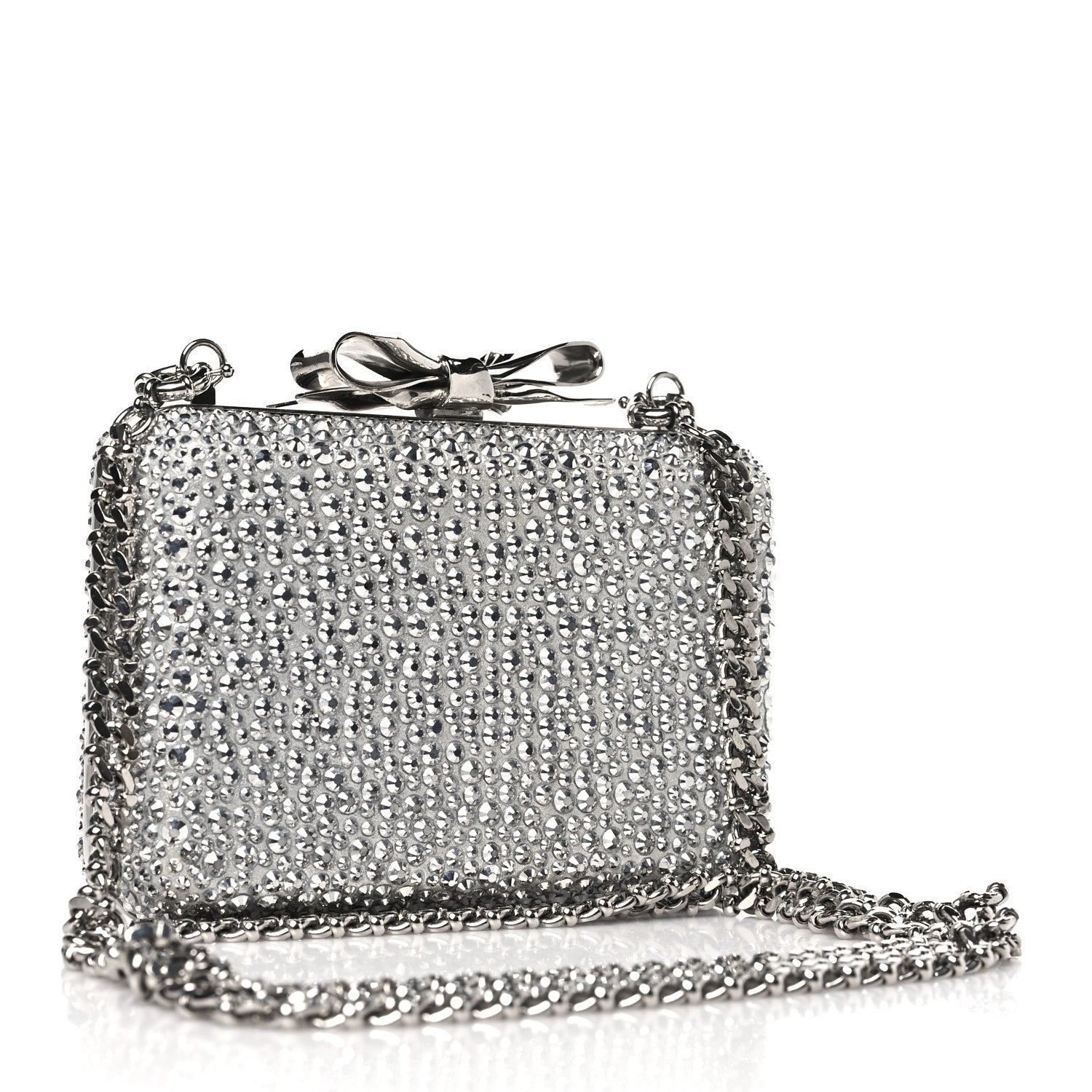 Christian Louboutin Crystal Strass Fiocco Box Clutch Silver 3 of 8