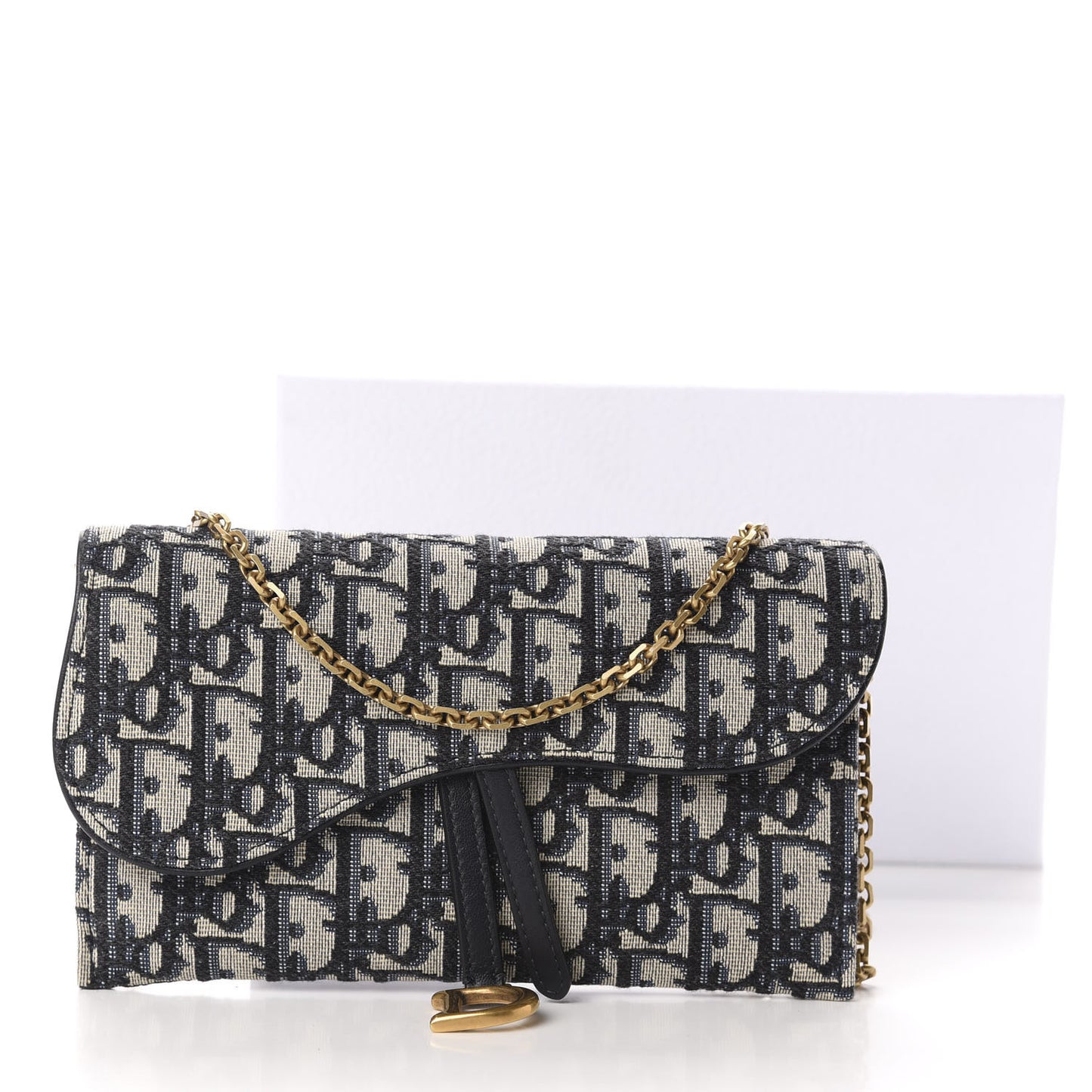 Oblique Saddle Chain Long Wallet Blue