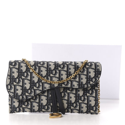 Christian Dior Oblique Saddle Chain Long Wallet Blue 12 of 12