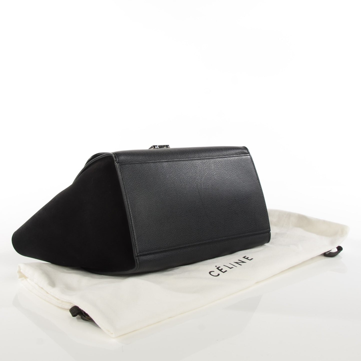 Drummed Calfskin Suede Small Trapeze Black