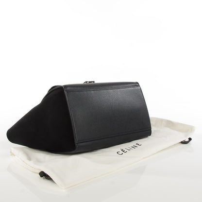 Celine Drummed Calfskin Suede Small Trapeze Black 4 of 7