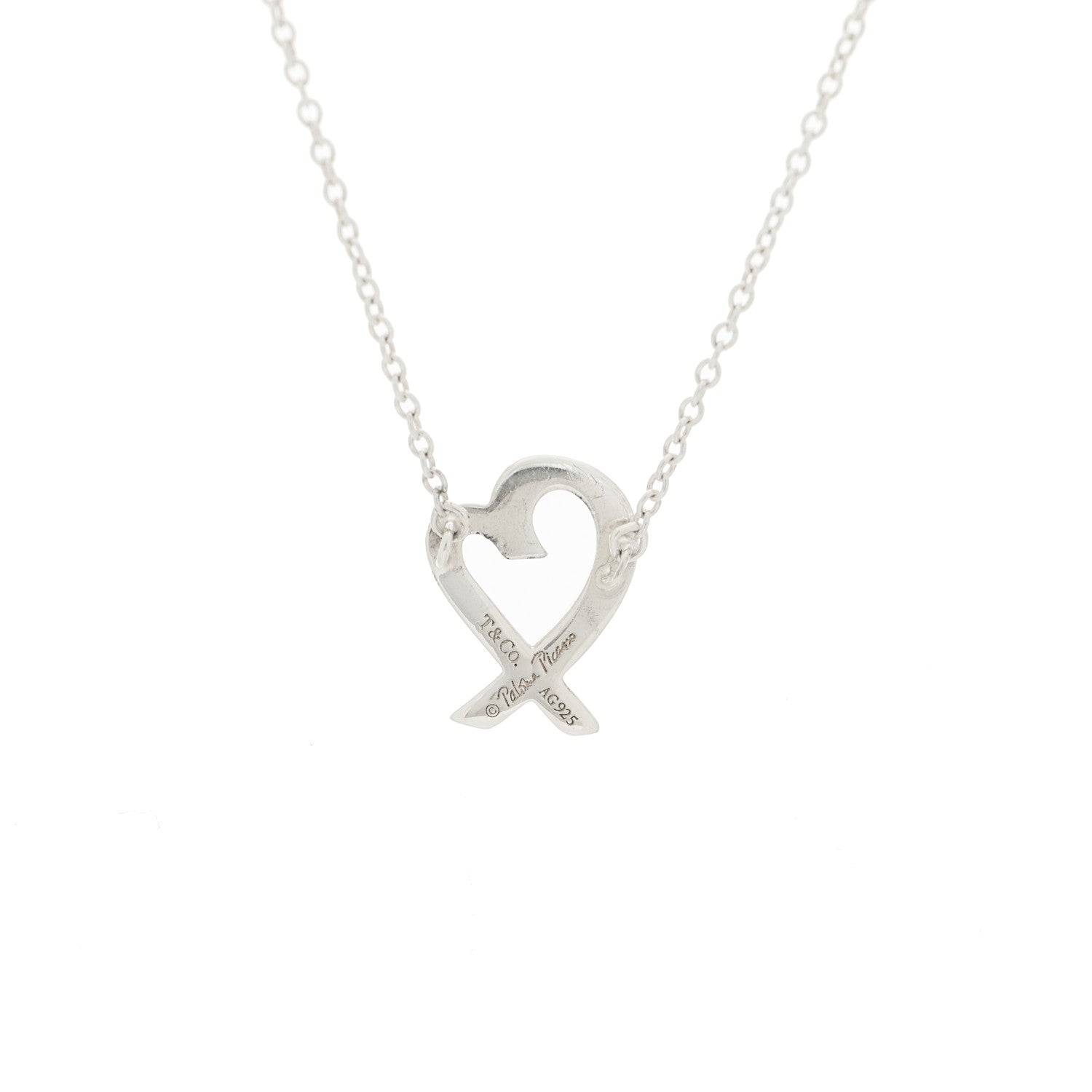 Tiffany Sterling Silver Small Paloma Picasso Loving Heart Pendant Necklace 5 of 6