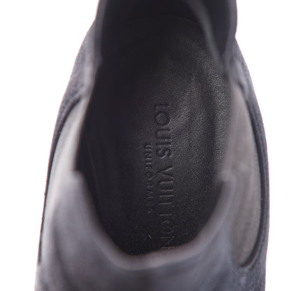 Louis Vuitton Suede Monogram Uniformes Cap Toe Chelsea 80mm Ankle Boots 38.5 Black 8 of 9