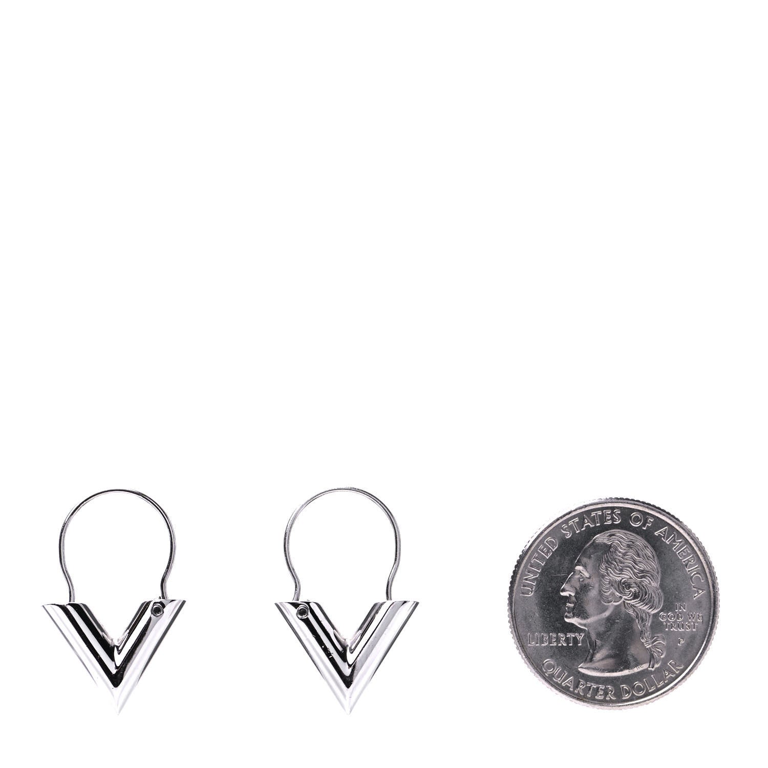 Louis Vuitton Essential V Hoop Earrings Silver 3 of 4
