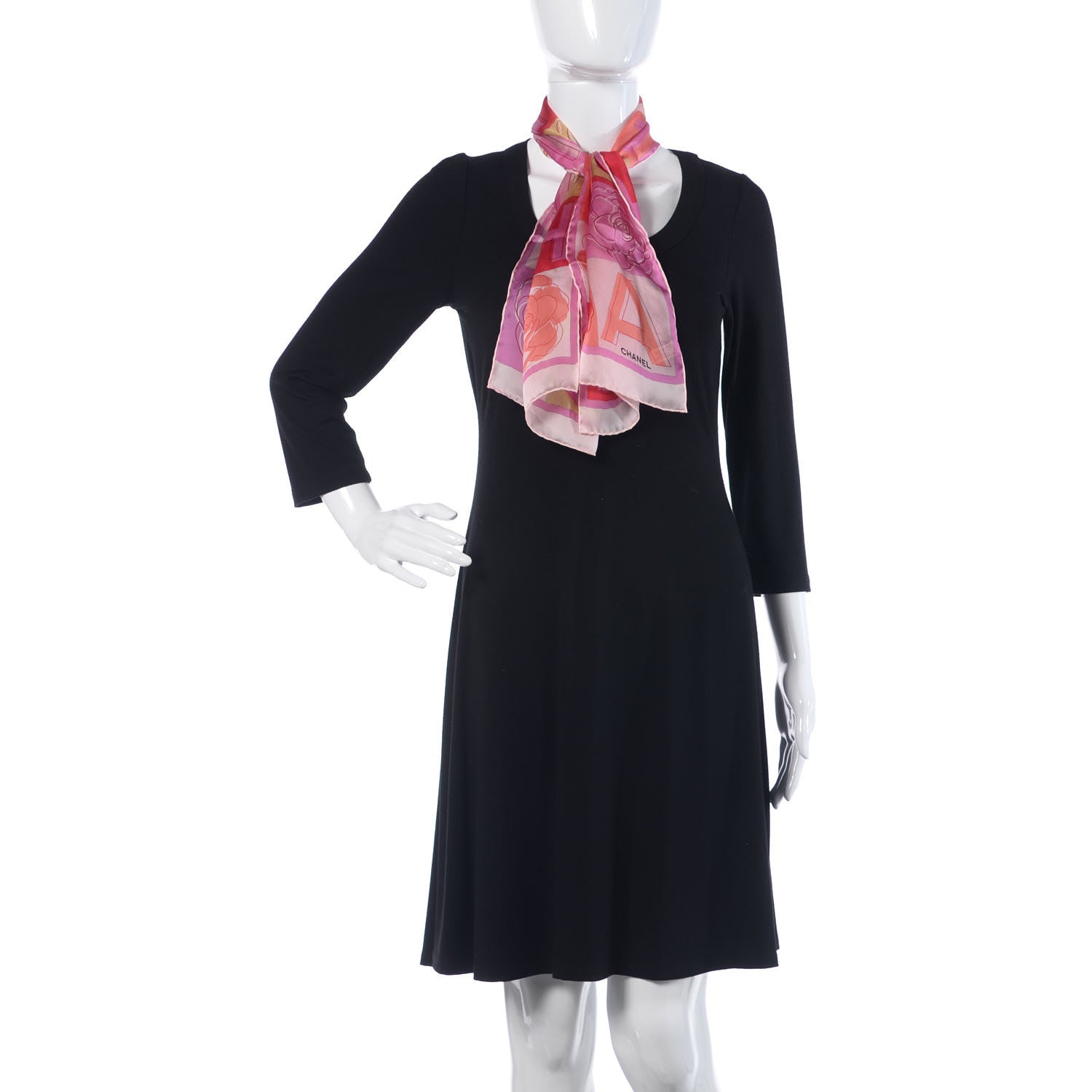 Chanel Silk Camellia Scarf Pink Red 2 of 4