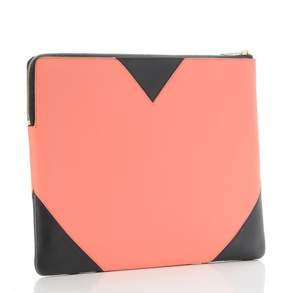 Celine Lambskin Bi-Color Coeur iPad Clutch Flamingo Black 3 of 7