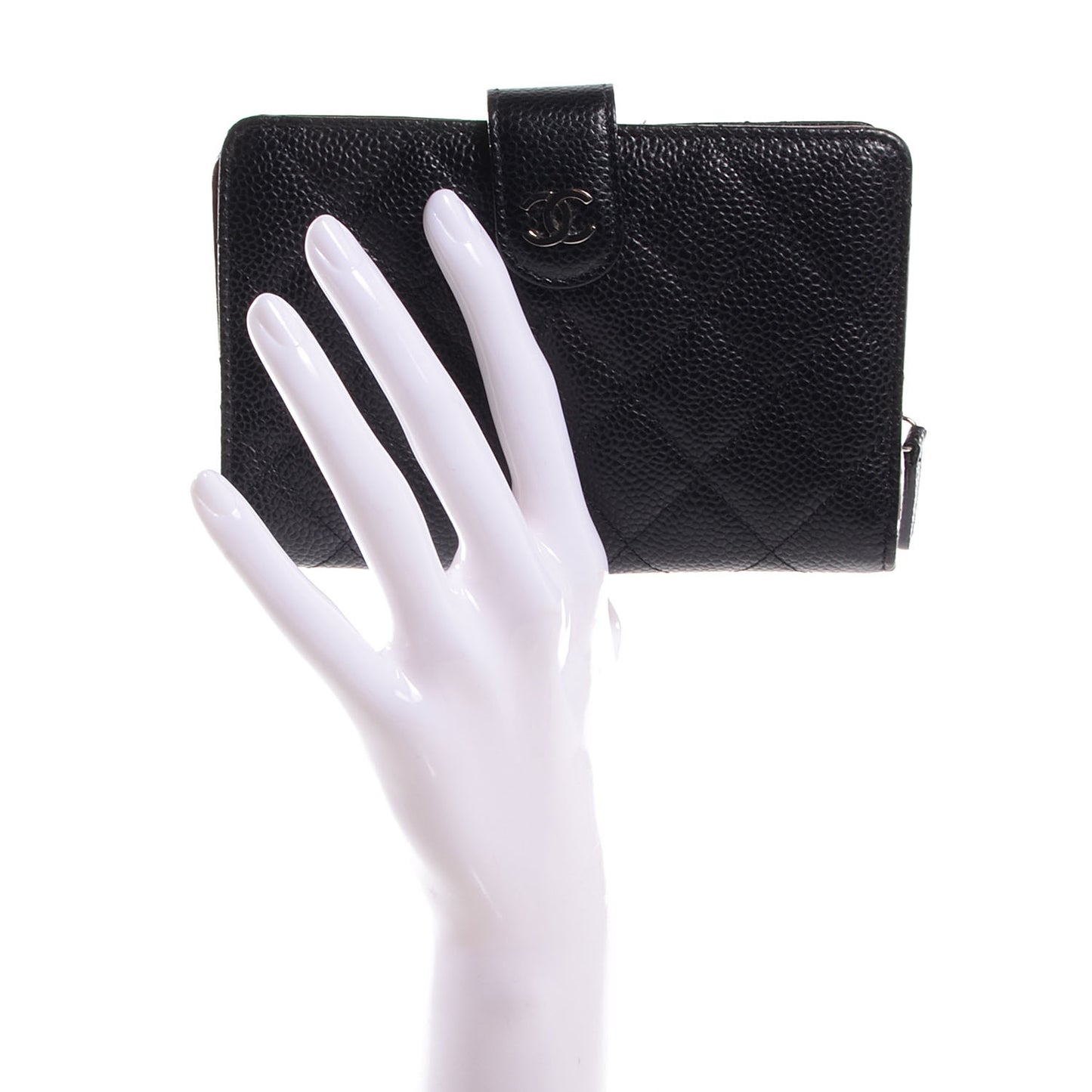 Caviar Quilted Zipped Pocket Wallet Black