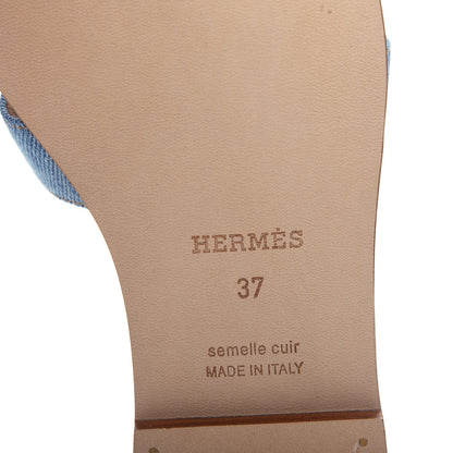 Hermes Denim Canvas Oran Sandals 37 Bleu Clair 9 of 11